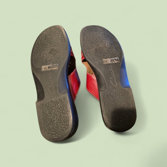 Clarks Womens Shoes 11M Floral Leather Slide Sandal Open Toe Slip On Casual - Picture 4 of 5